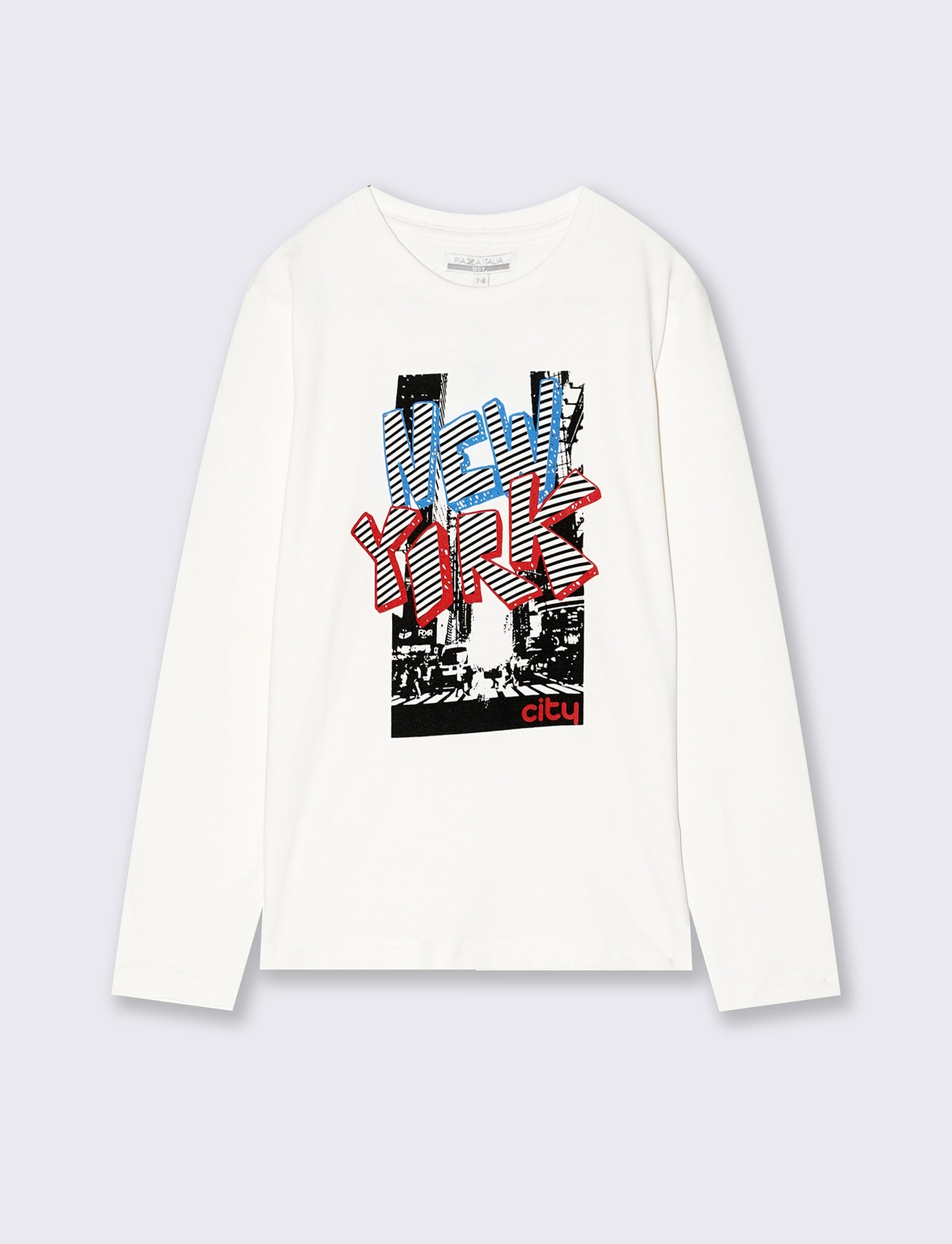 Long sleeve cotton t-shirt with print - White