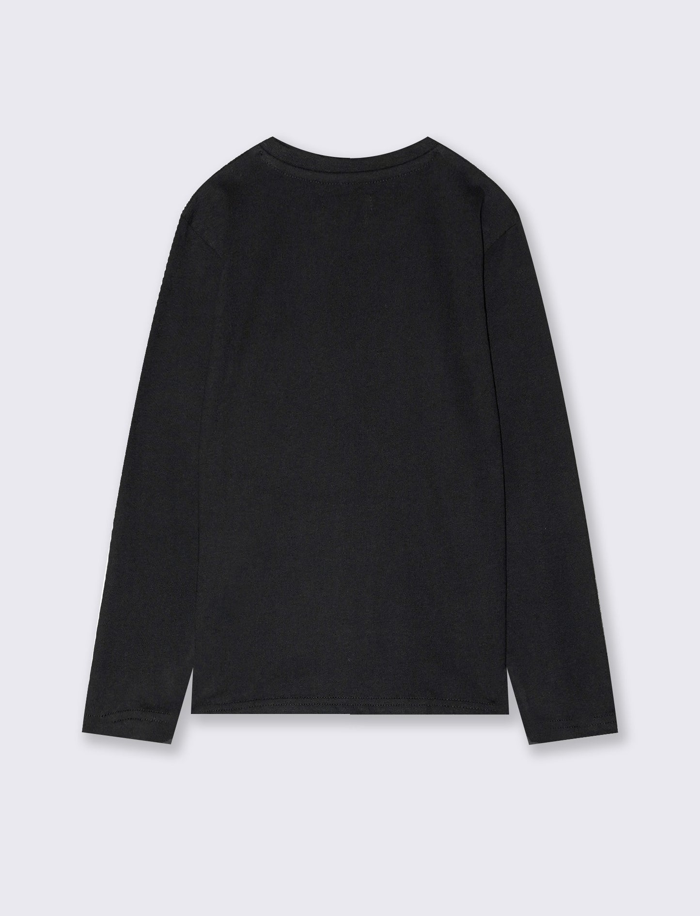 Long sleeve cotton t-shirt with print - Black