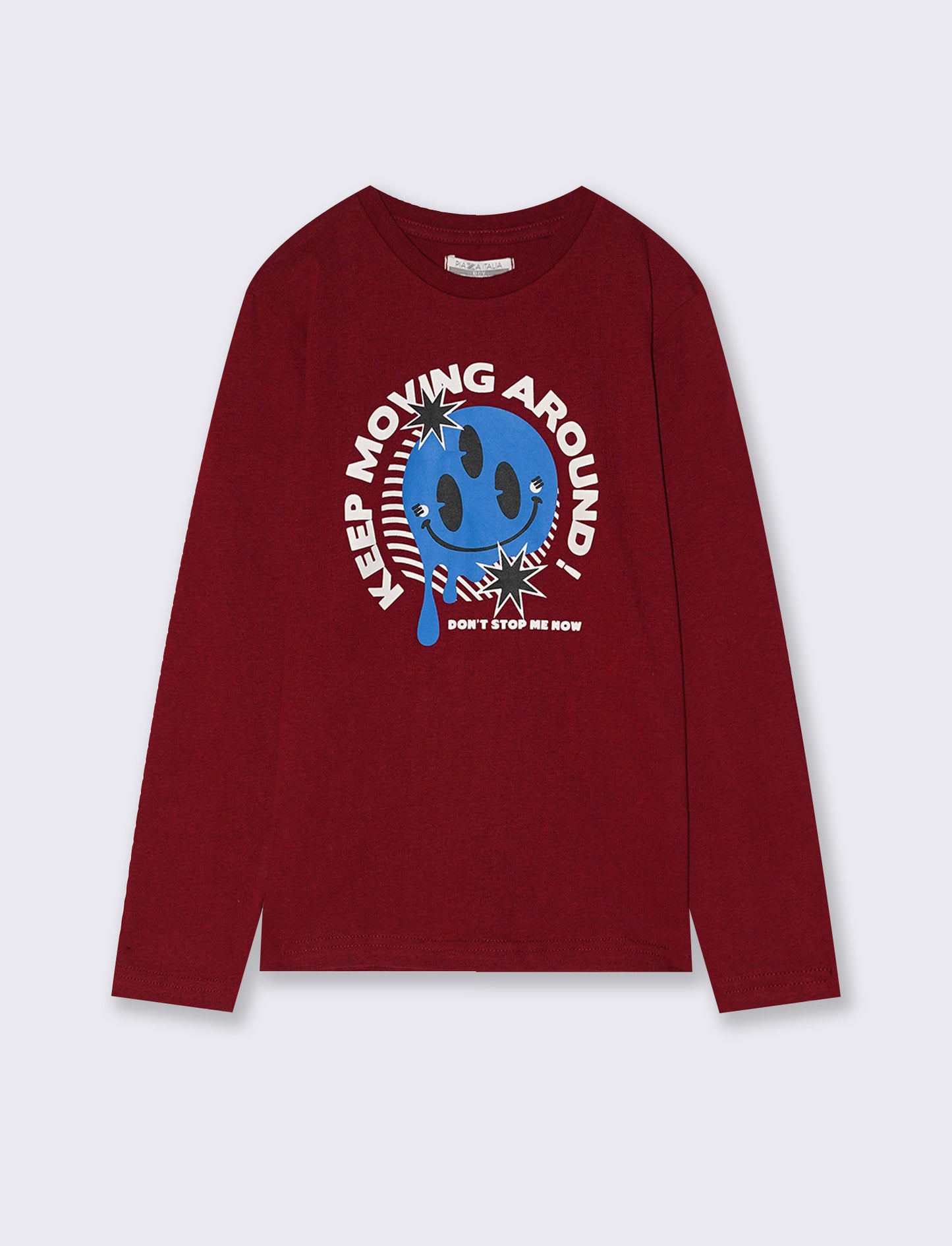 Long sleeve cotton t-shirt with print - Red