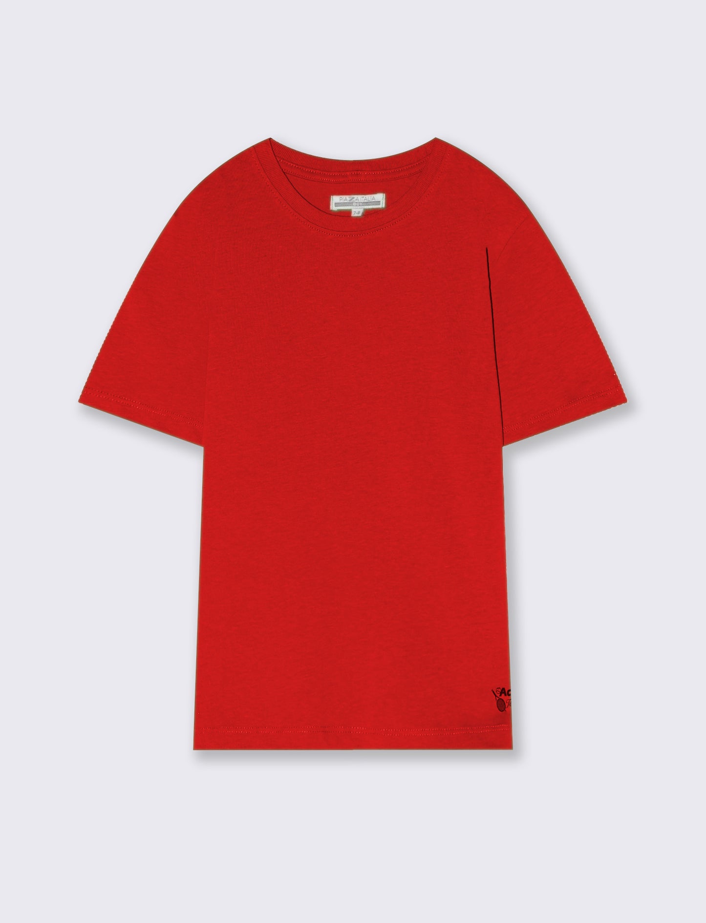 T-shirt mezza manica tinta unita con stampa - Rosso