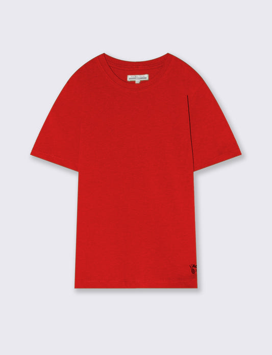 T-shirt mezza manica tinta unita con stampa - Rosso