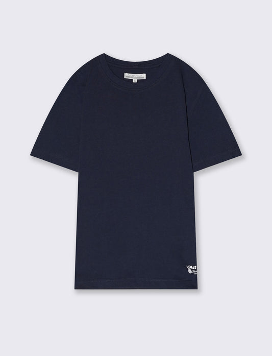 T-shirt mezza manica tinta unita con stampa - Blu