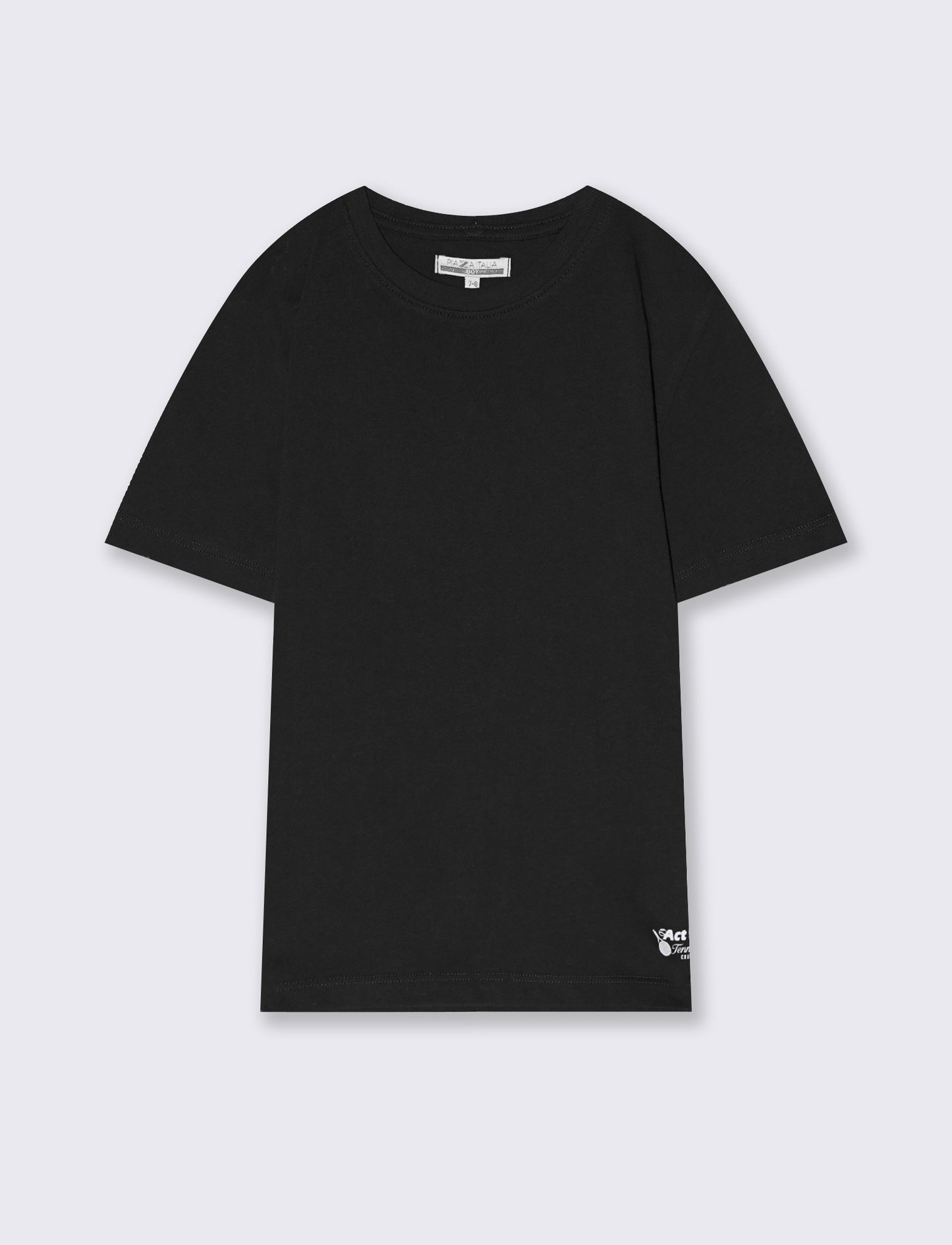 T-shirt mezza manica tinta unita con stampa - Nero