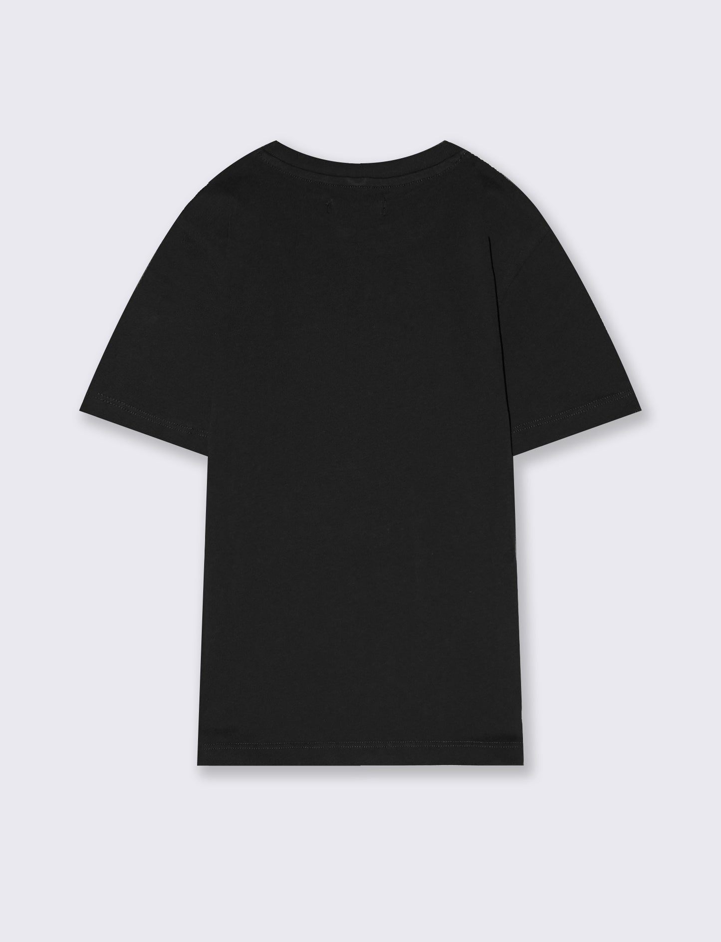 T-shirt mezza manica tinta unita con stampa - Nero