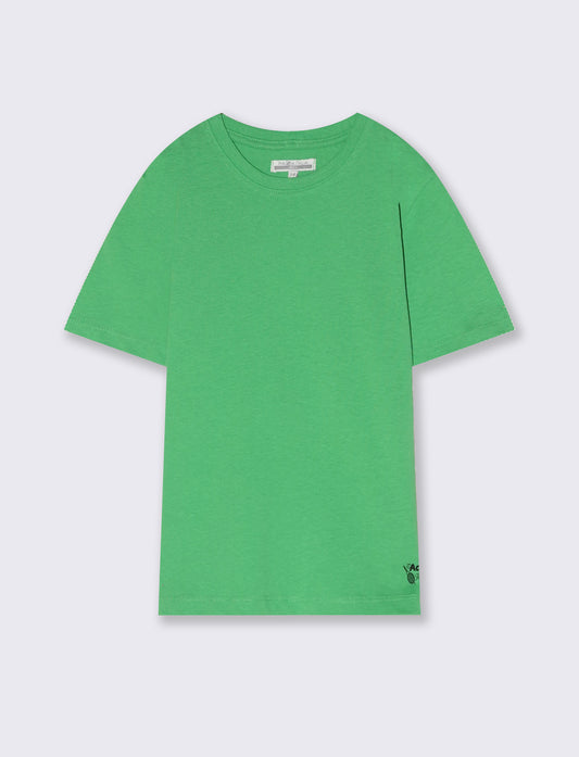 T-shirt mezza manica tinta unita con stampa - Verde prato