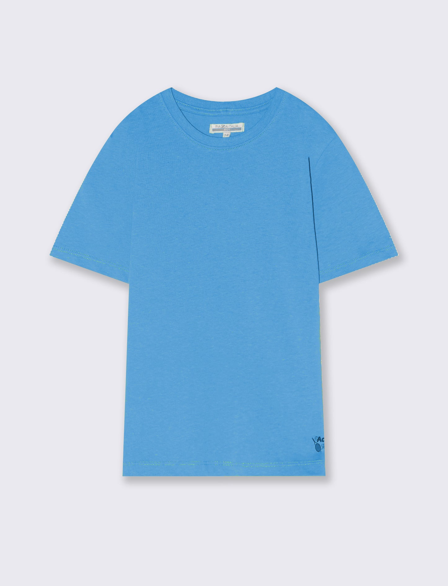 T-shirt mezza manica tinta unita con stampa - Azzurro