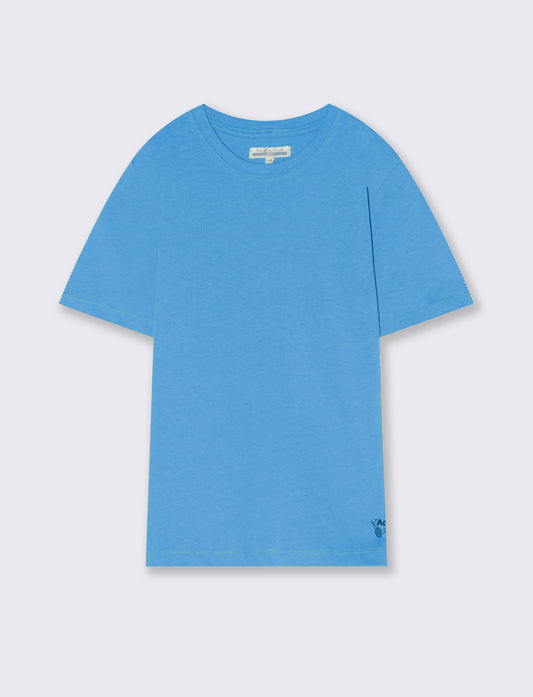 T-shirt mezza manica tinta unita con stampa - Azzurro