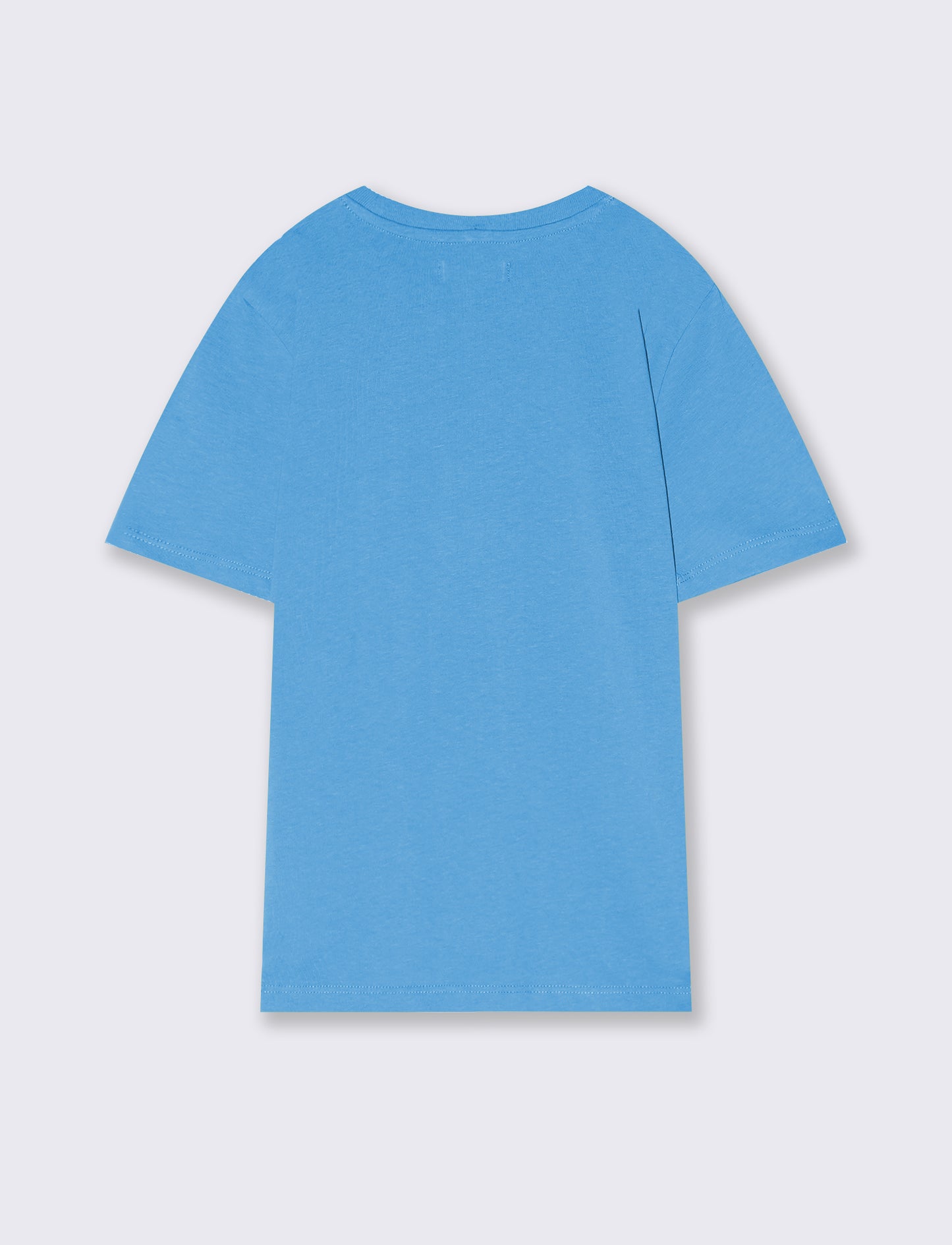 T-shirt mezza manica tinta unita con stampa - Azzurro