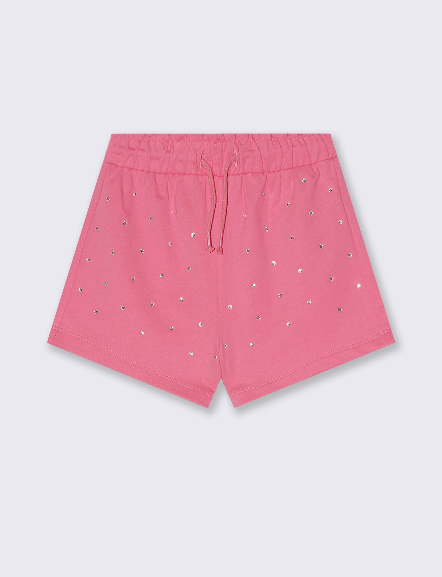 Short in french terry con strass e elastico - Rosa big bubble