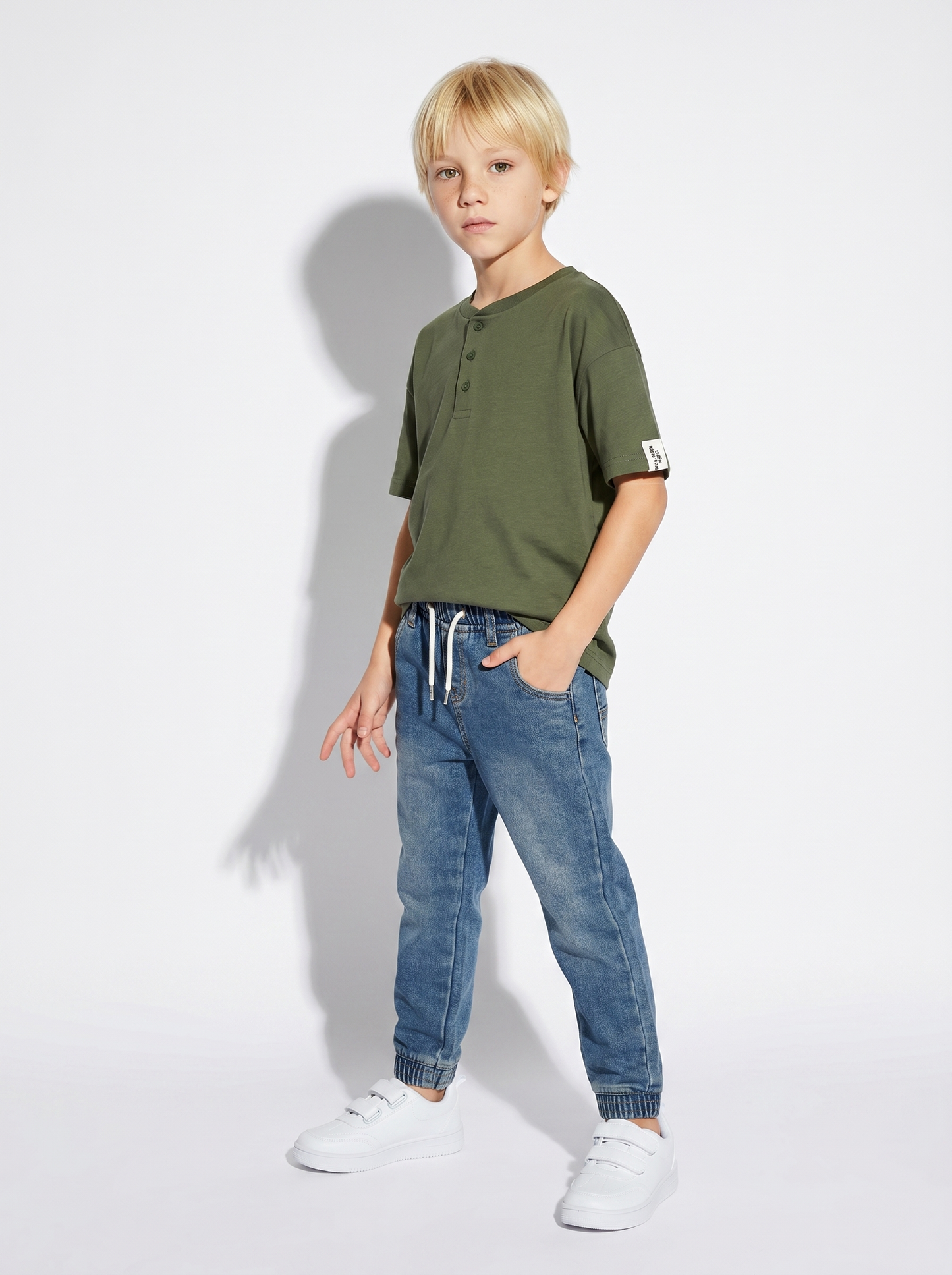 Cotton Half Sleeve Serafino T-shirt - Green