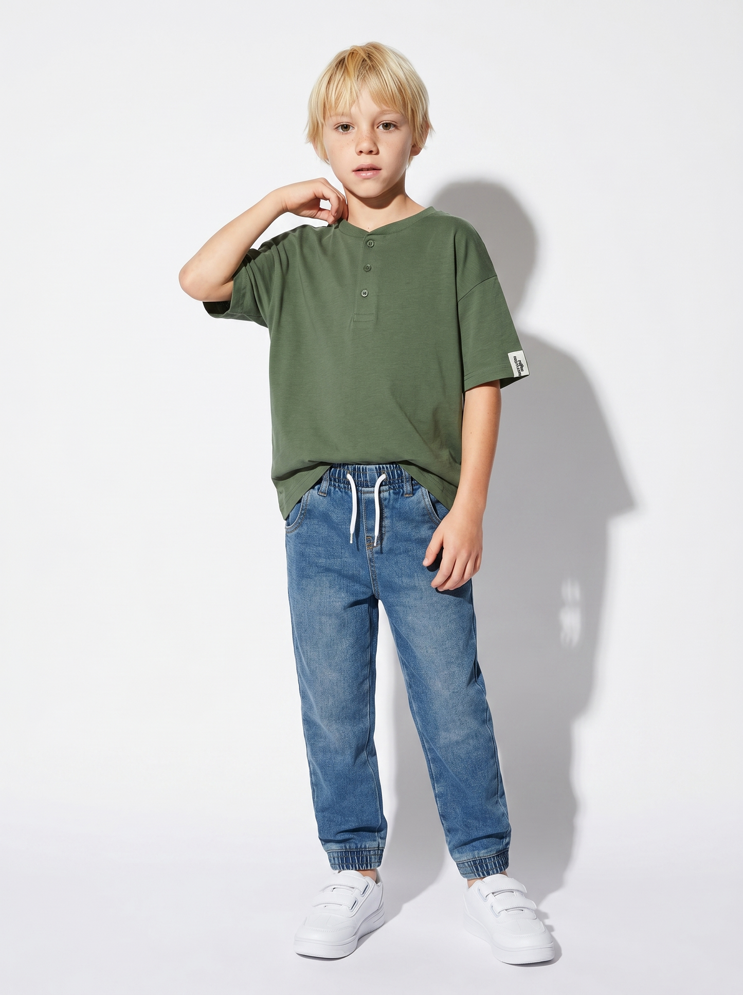 Cotton Half Sleeve Serafino T-shirt - Green