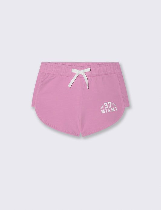 Short sportivo in french terry con stampa - Rosa