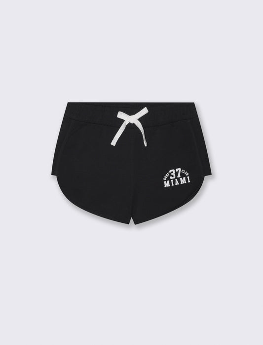 Short sportivo in french terry con stampa - Nero