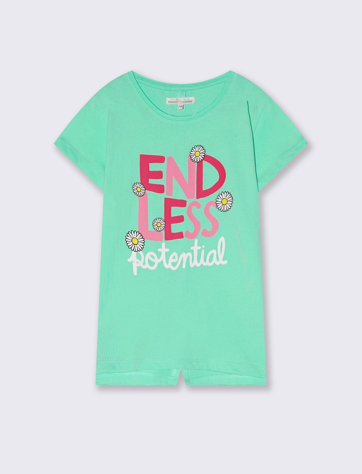 T-shirt mezza manica da bambina. - Verde acqua