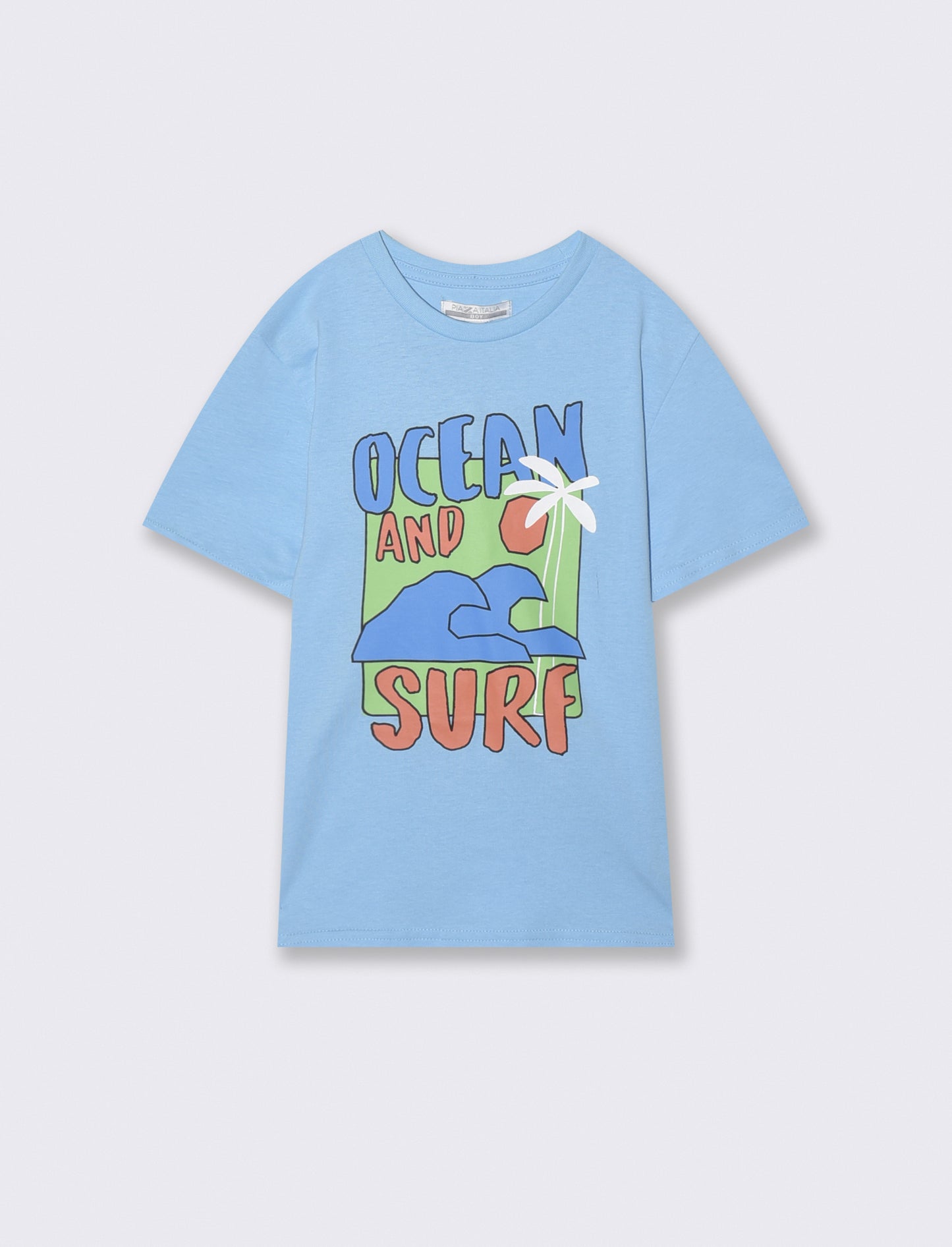 T-shirt con stampa frontale - Azzurro