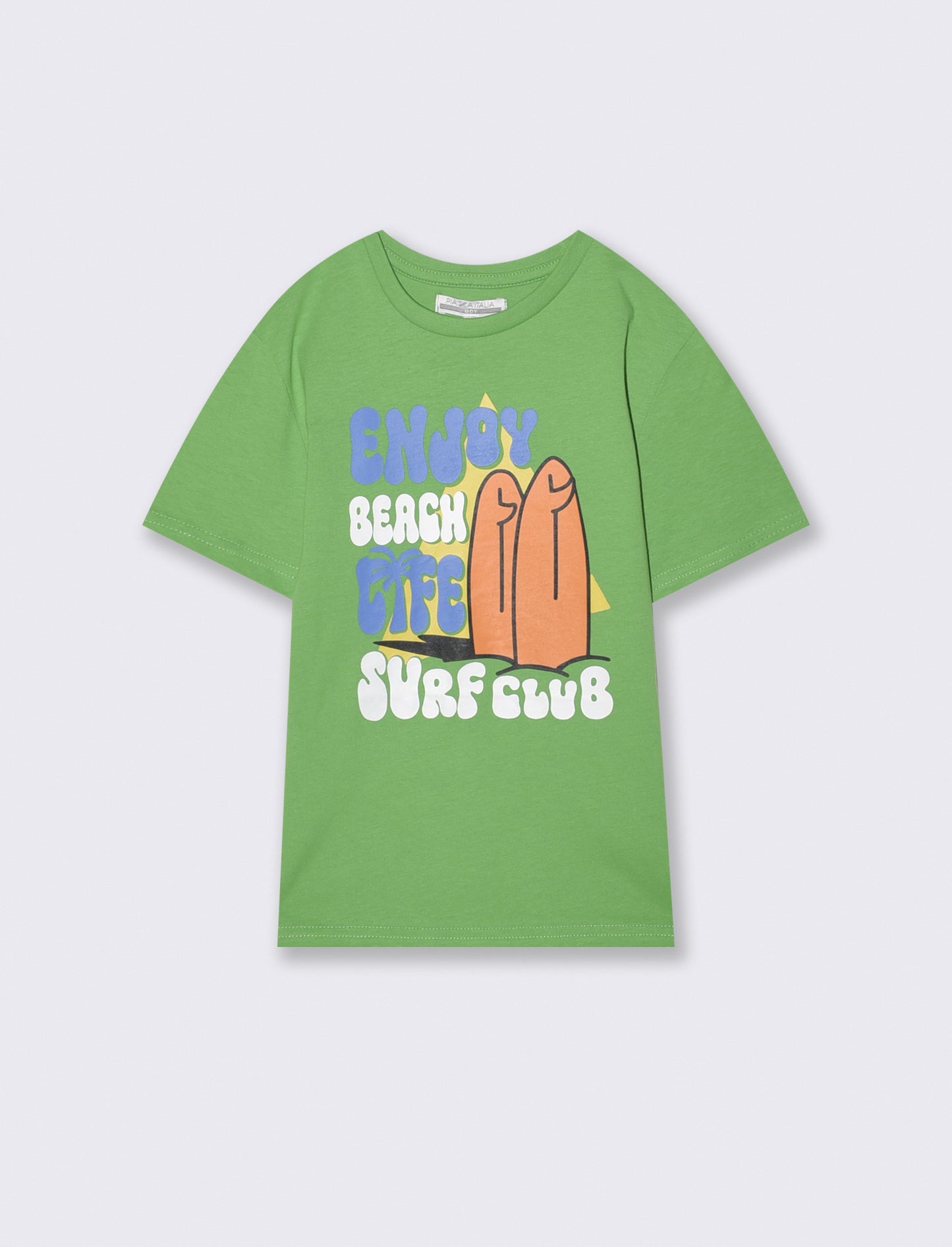 T-shirt con stampa frontale estate. - Verde prato