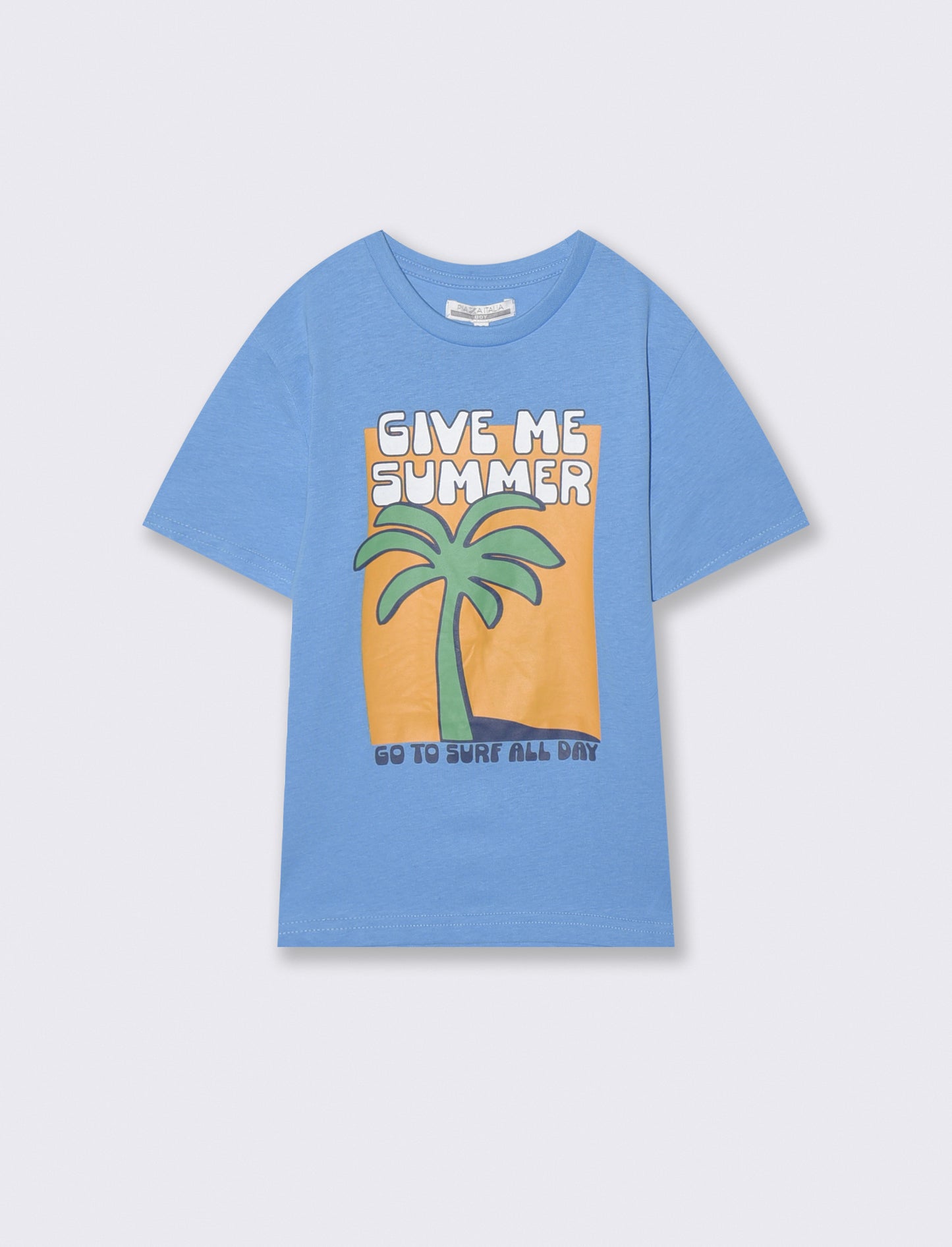T-shirt con stampa frontale estate. - Azzurro