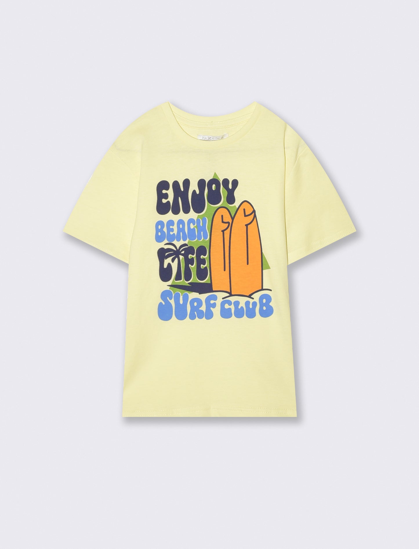 T-shirt con stampa frontale estate. - Giallo