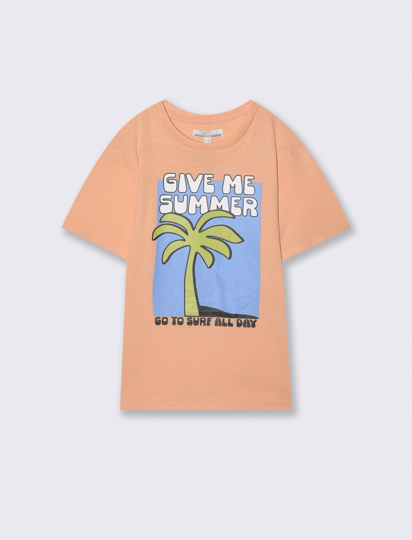 T-shirt con stampa frontale estate. - Pesca
