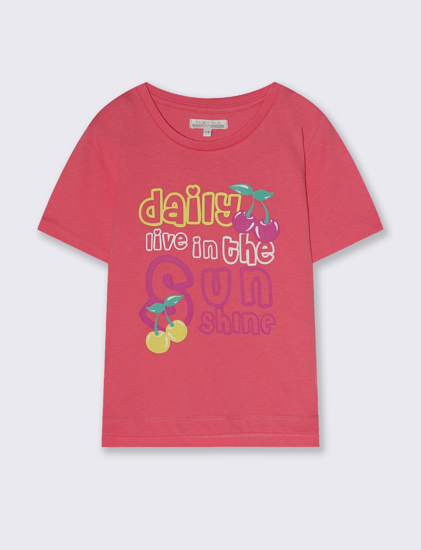 Girls' T-shirt with print and slits - Pink