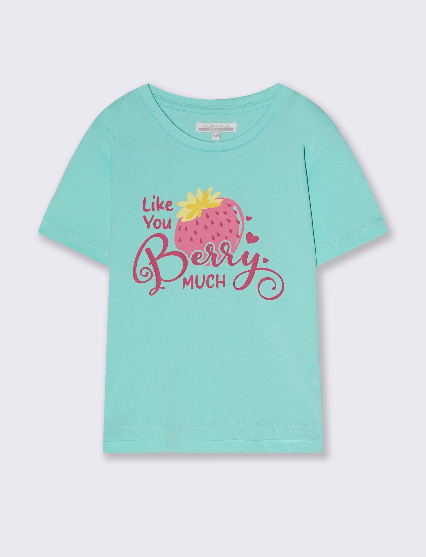 Girls' T-shirt with print and slits - Green