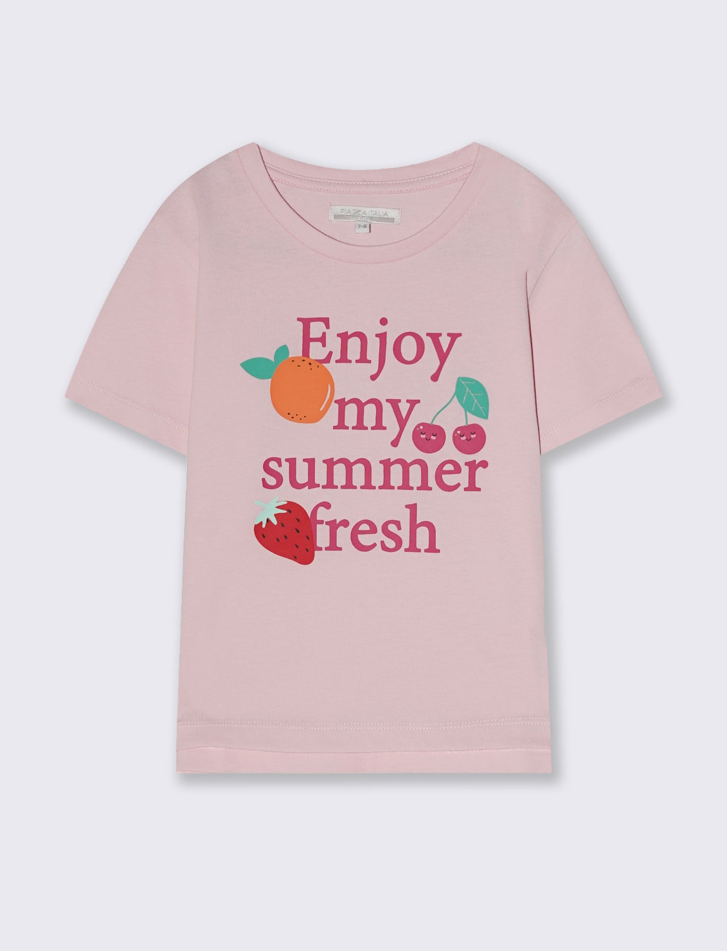 Girls' T-shirt with print and slits - Pink