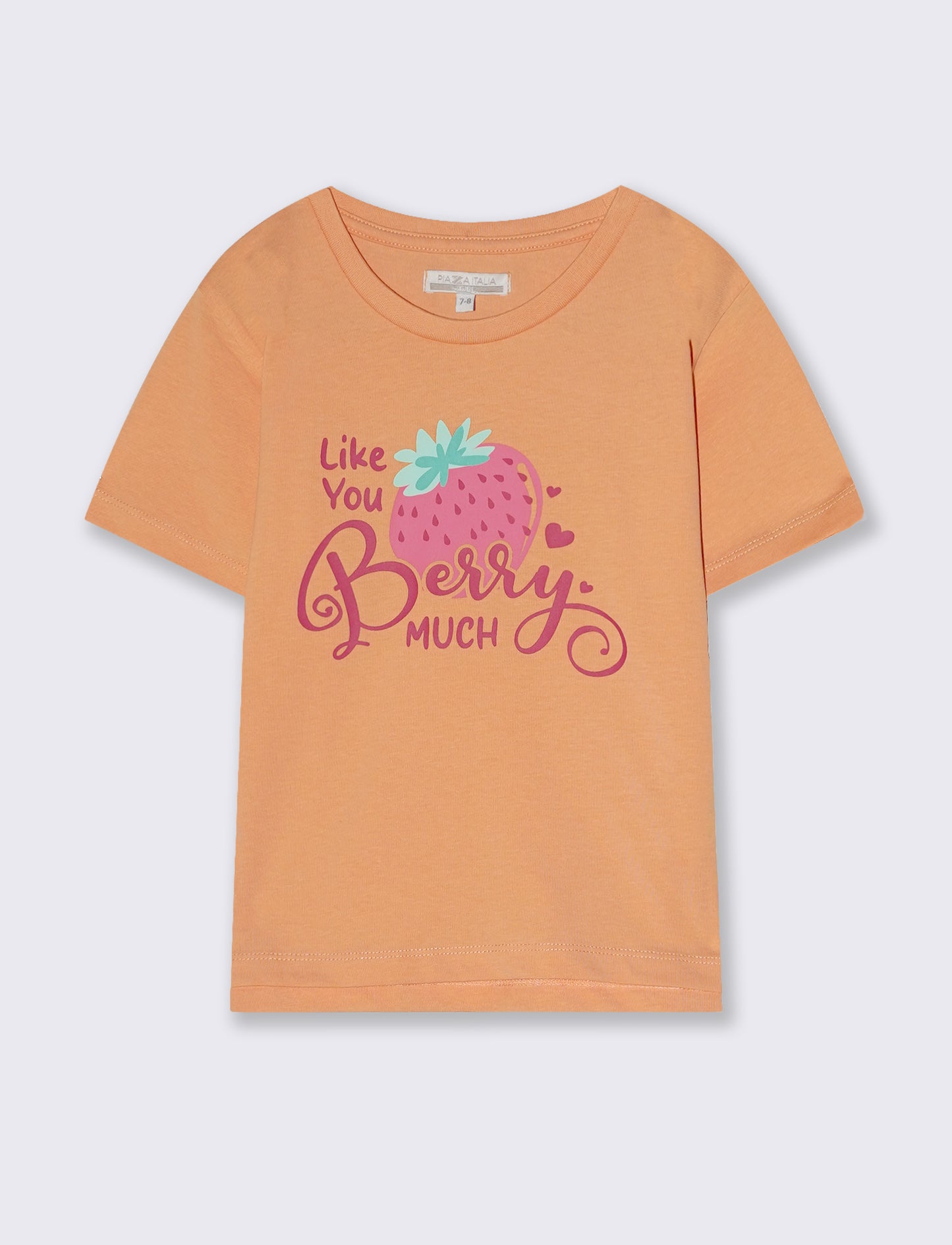 T-shirt bambina con stampa e spacchetti - Pesca
