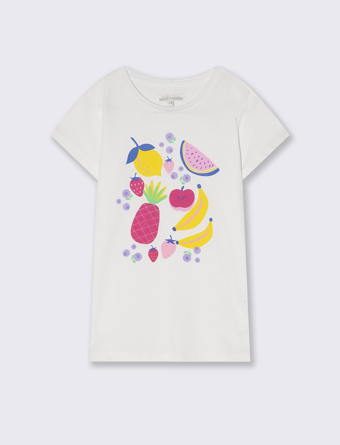 Summer T-shirt for girls with shiny print - White
