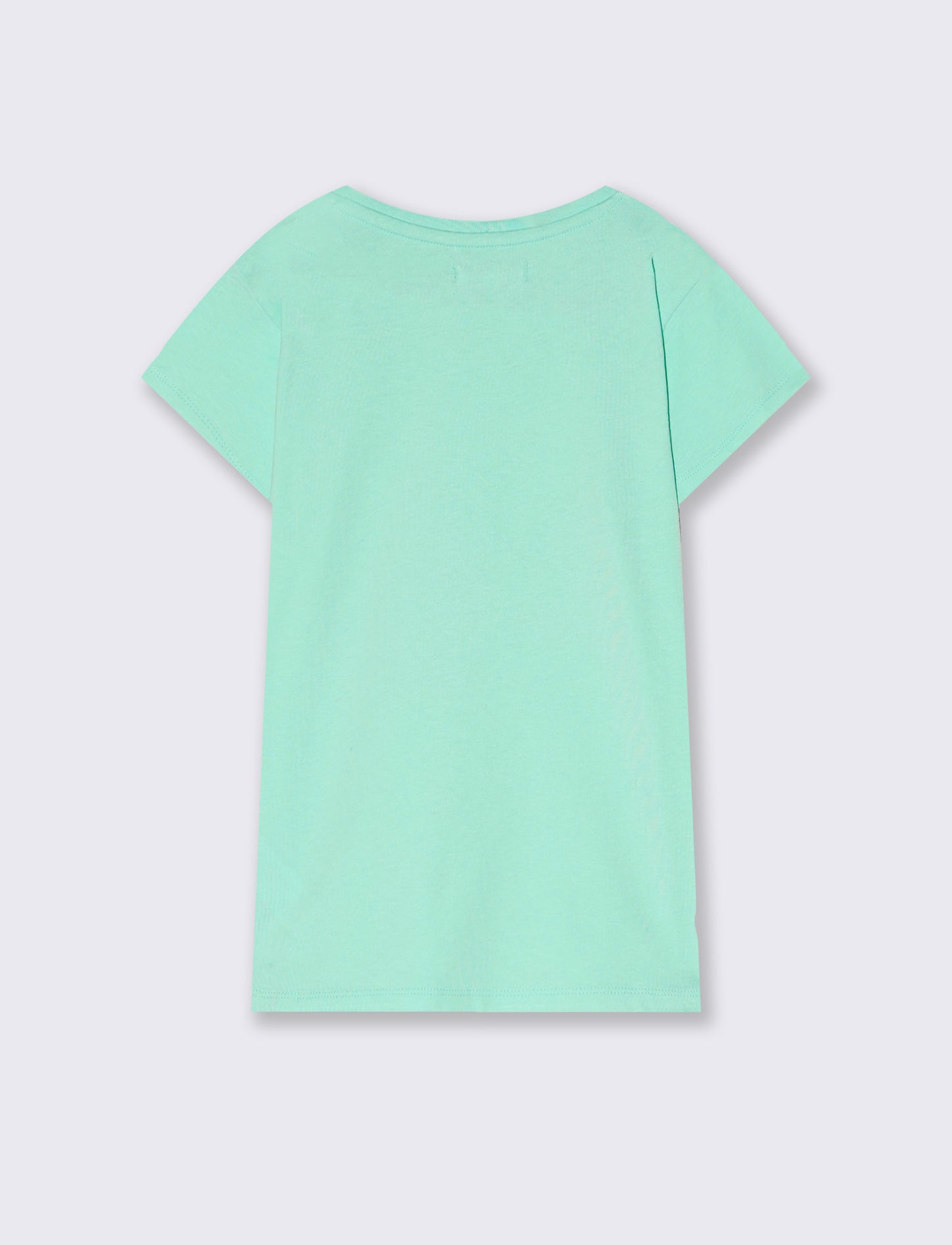 Summer T-shirt for girls with shiny print - Green