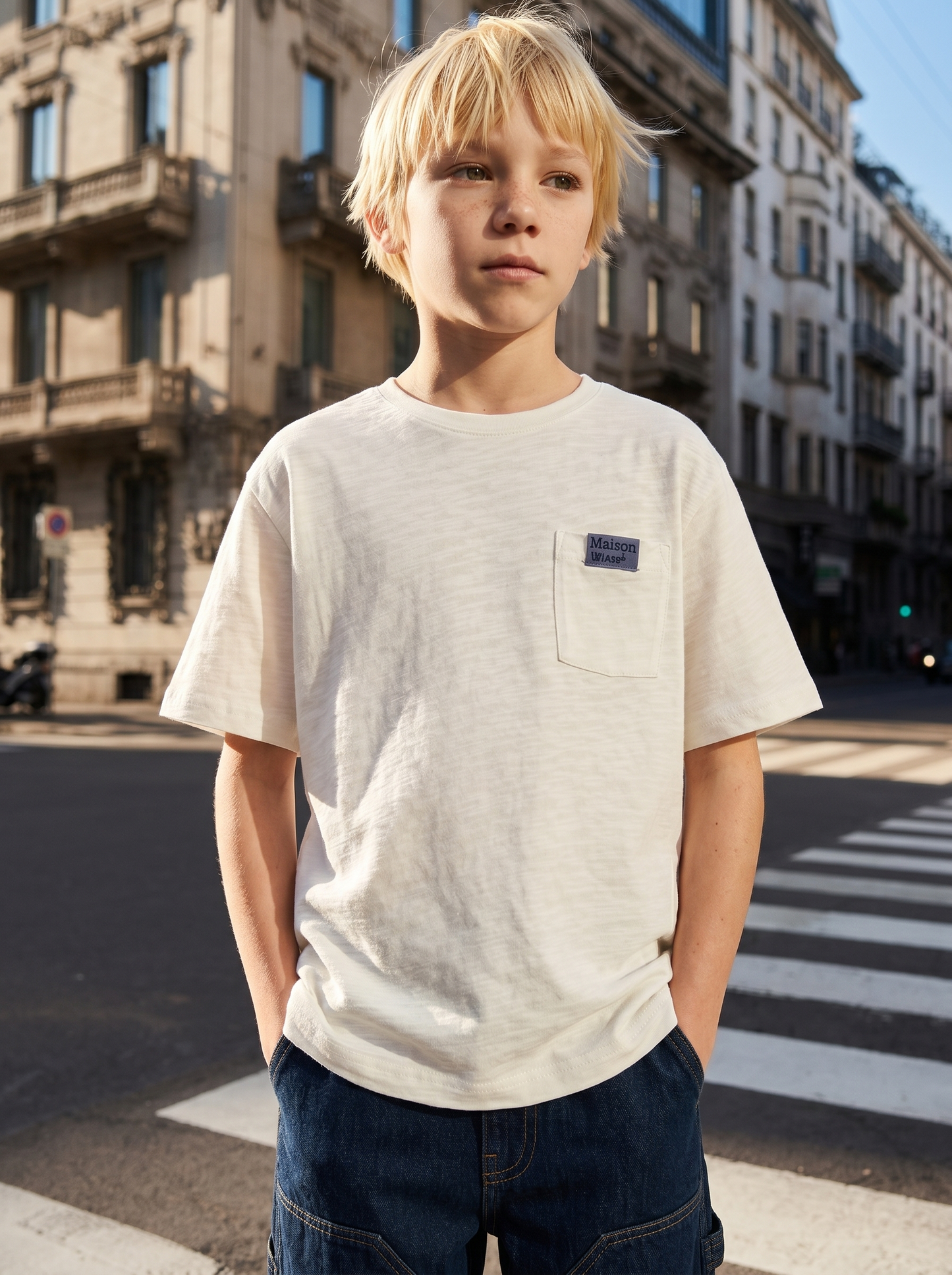 T-shirt con taschino - Bianco