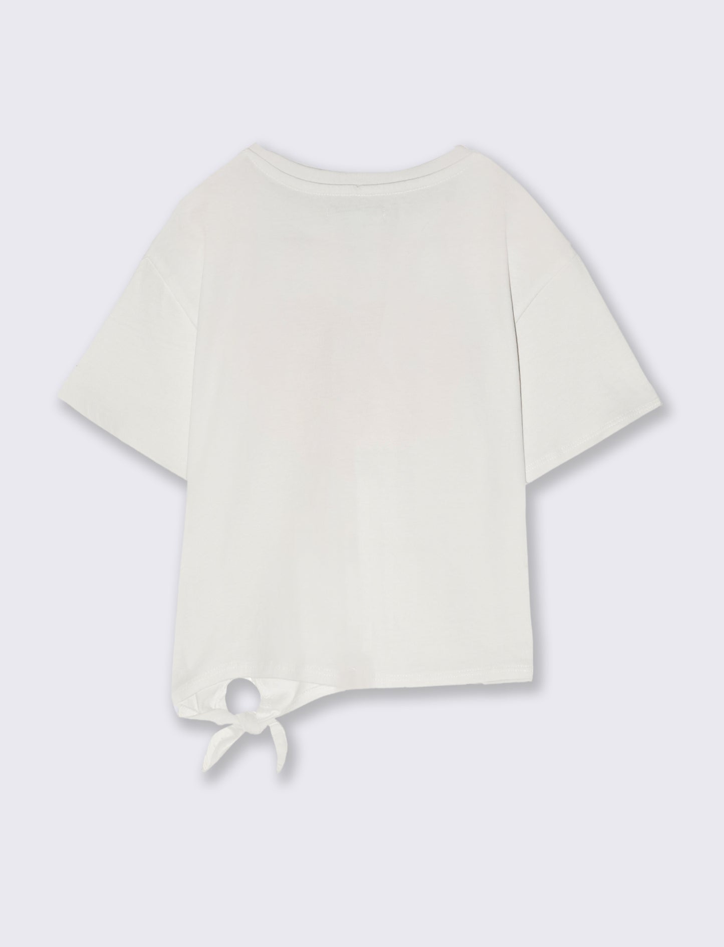T-shirt da bambina con nodo sul davanti - Bianco