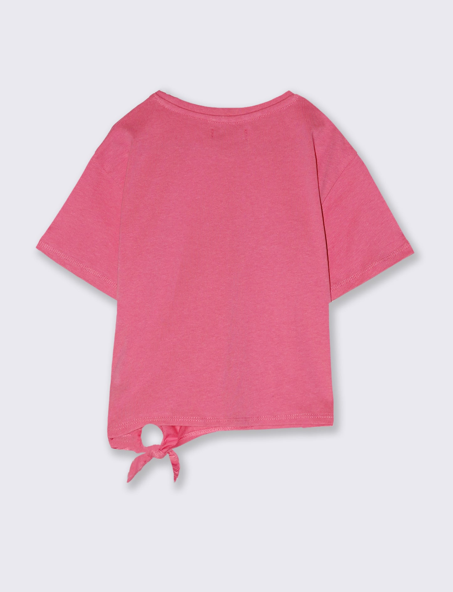 T- shirt con nodo da bambina. - Rosa big bubble
