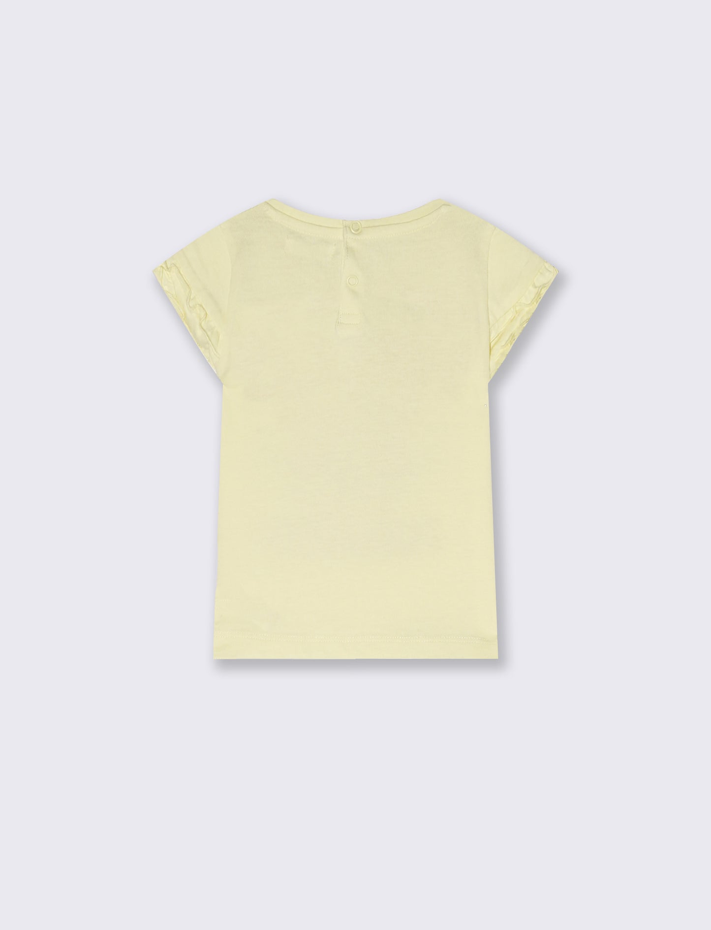 T-shirt in jersey con rouches e stampa - Giallo