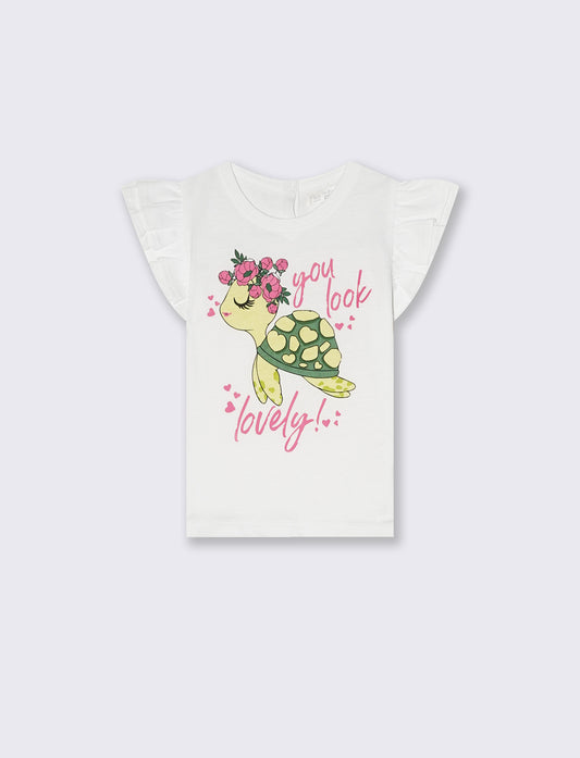 T-shirt girocollo con rouches eleganti - Bianco