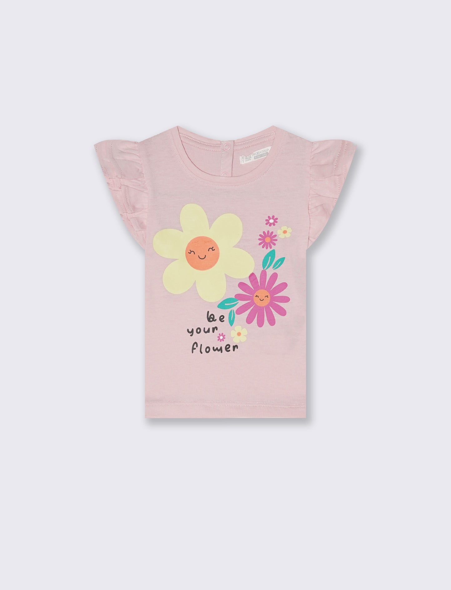 T-shirt girocollo con rouches eleganti - Rosa