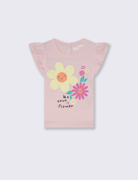 T-shirt girocollo con rouches eleganti - Rosa