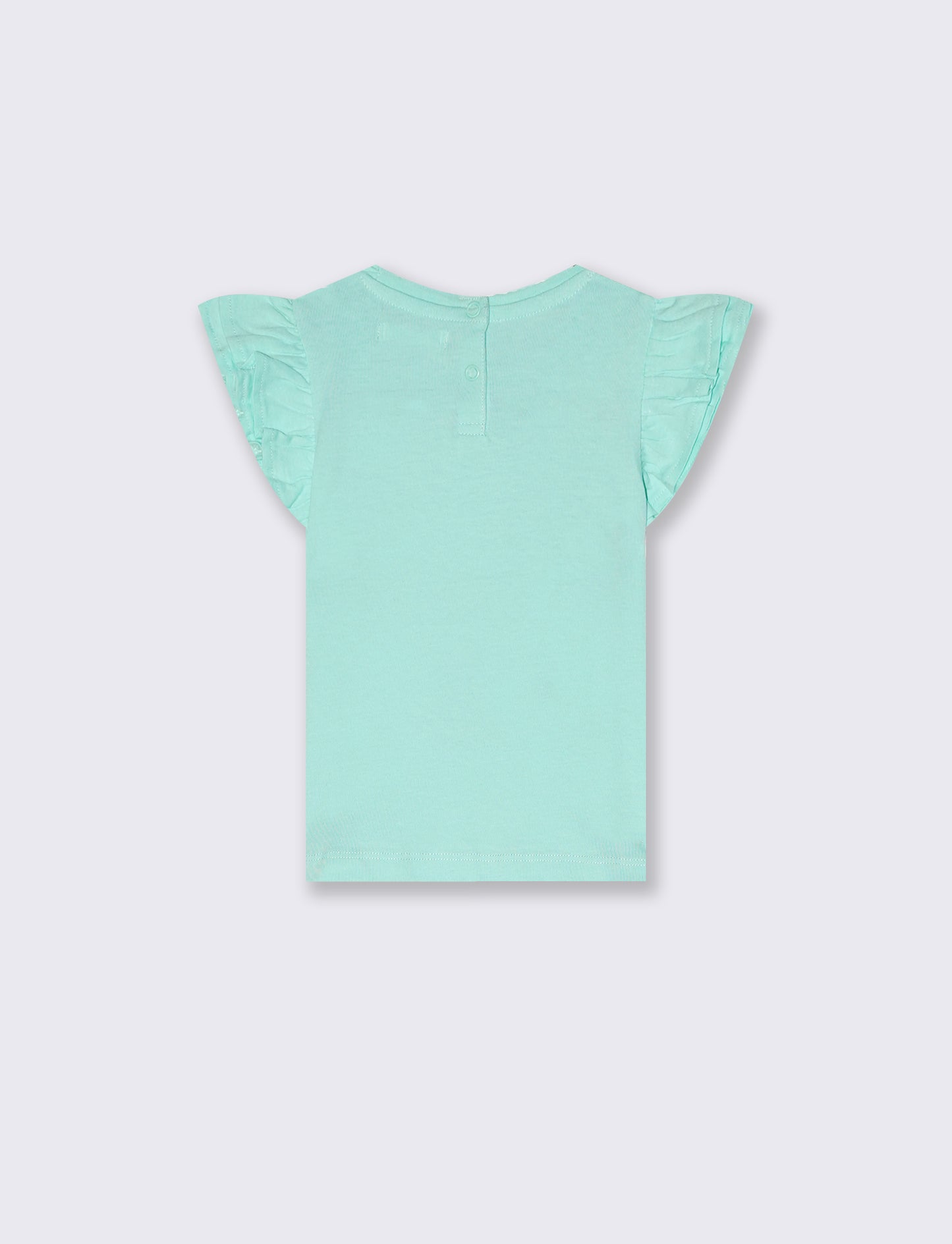 T-shirt girocollo con rouches eleganti - Verde acqua