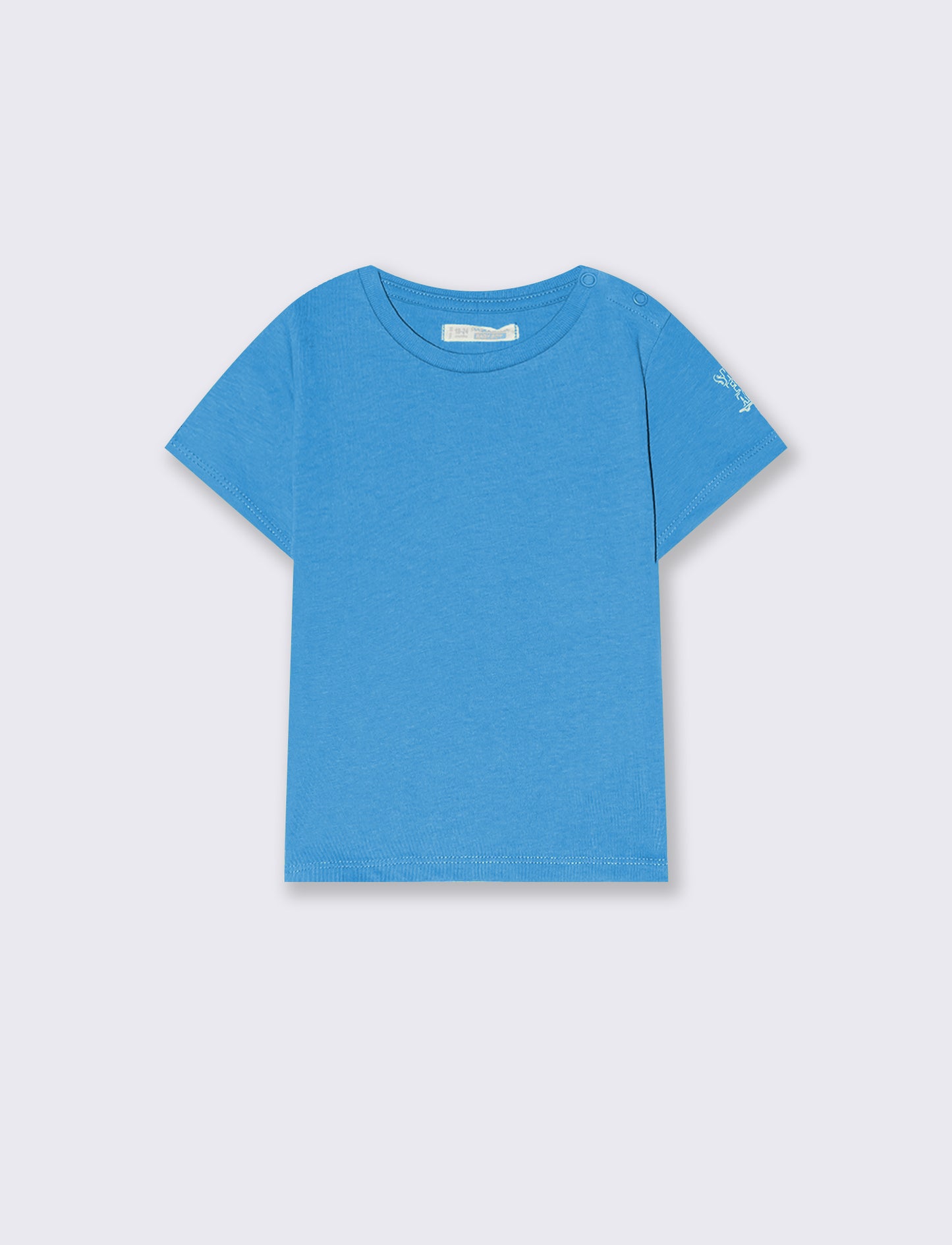 T-shirt mezza manica in cotone tinta unita - Azzurro