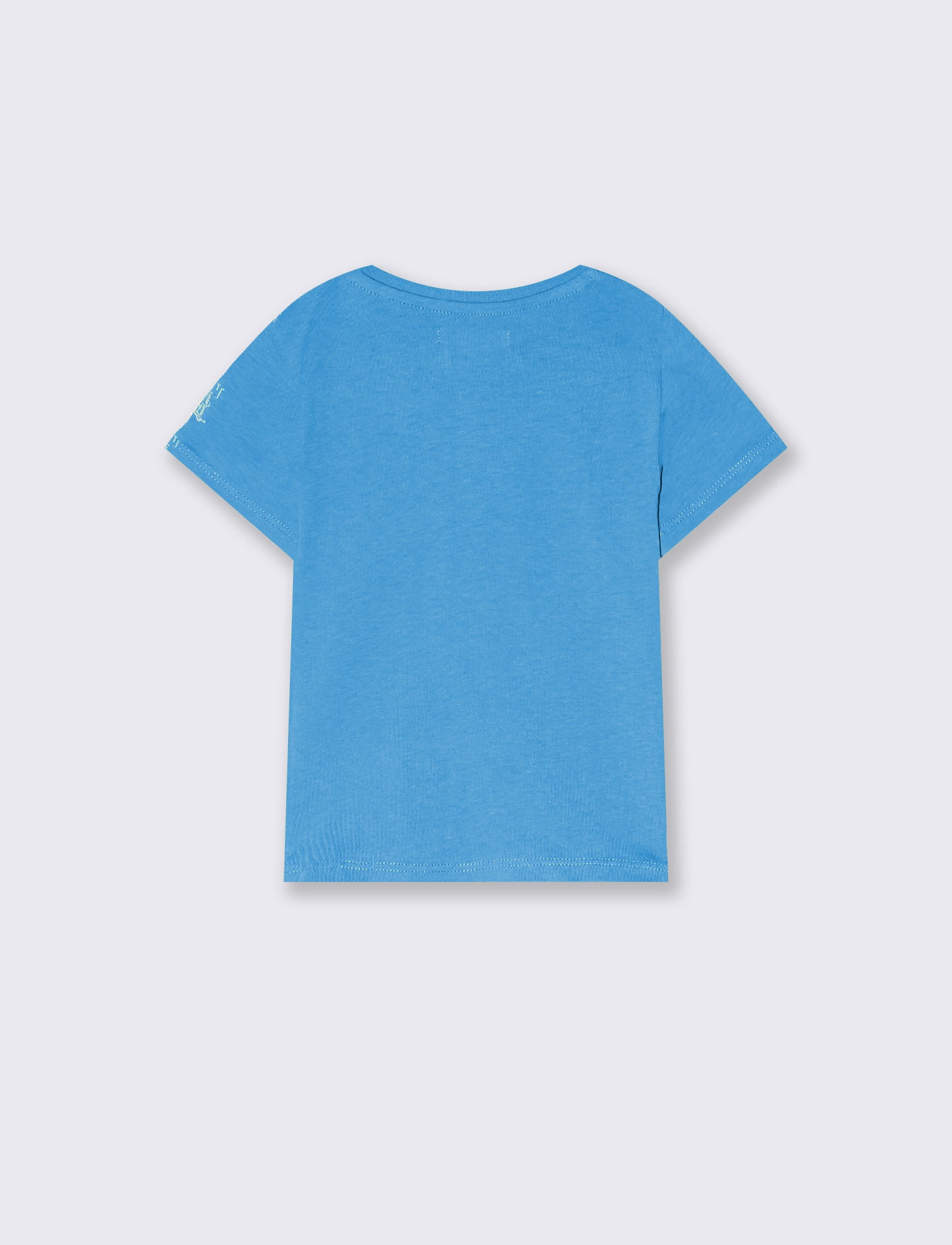 T-shirt mezza manica in cotone tinta unita - Azzurro