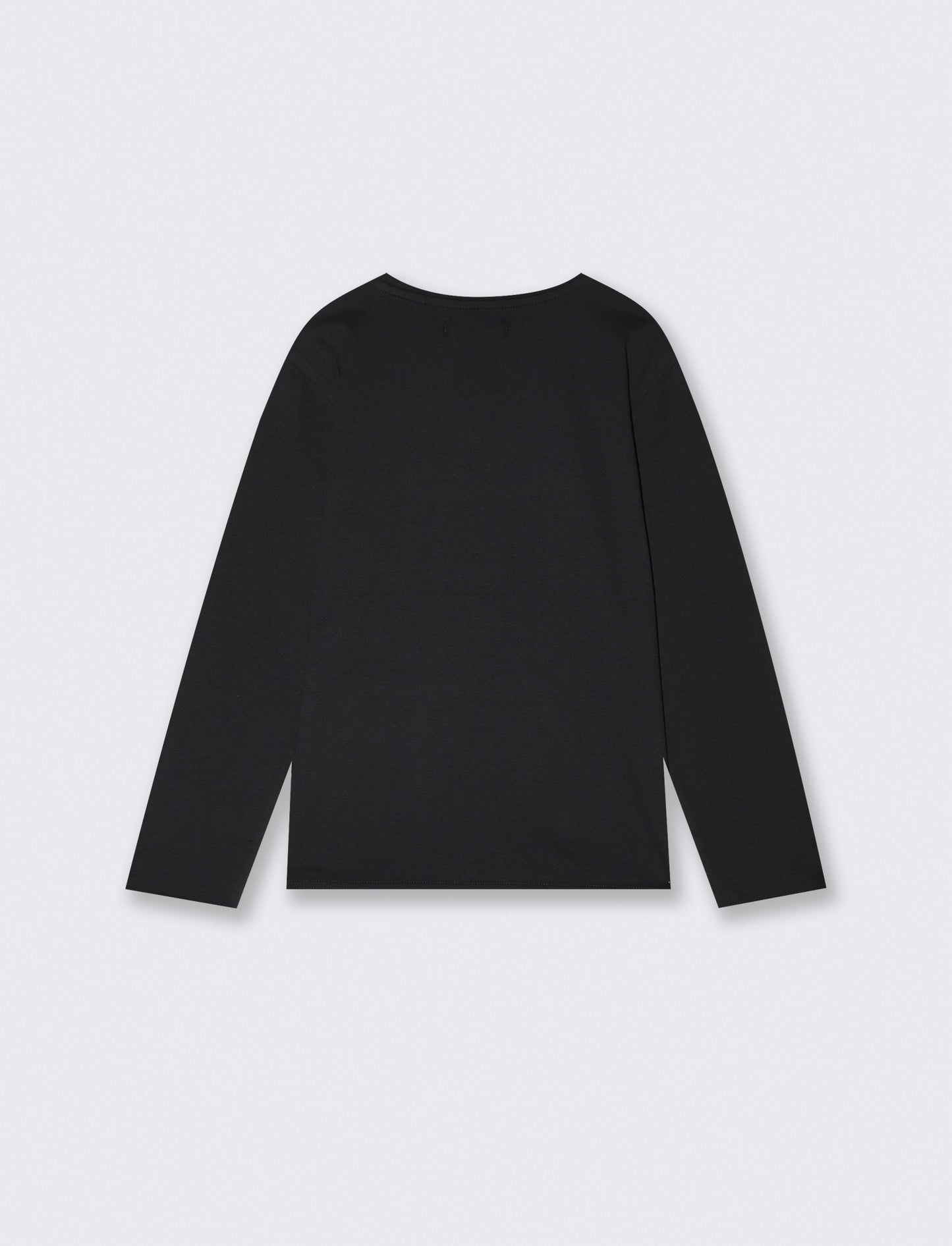 Long Sleeve Printed Cotton T-Shirt - Black