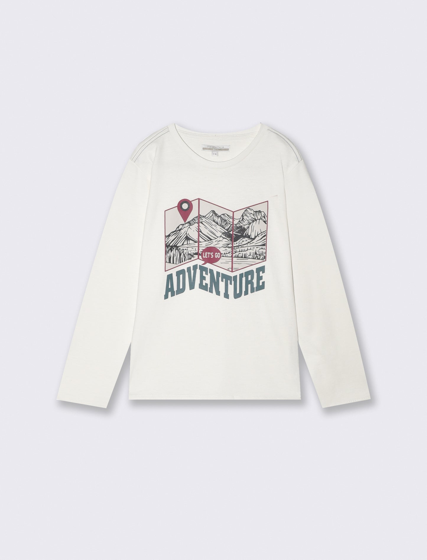 T-Shirt Manica Lunga in Cotone Stampata - Bianco latte