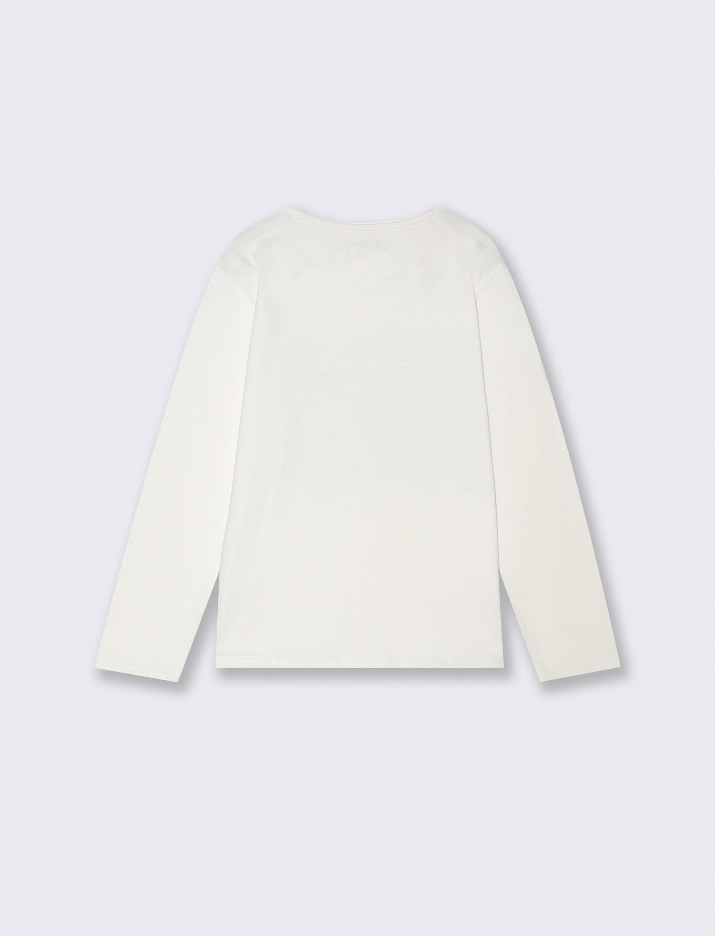 T-Shirt Manica Lunga in Cotone Stampata - Bianco latte