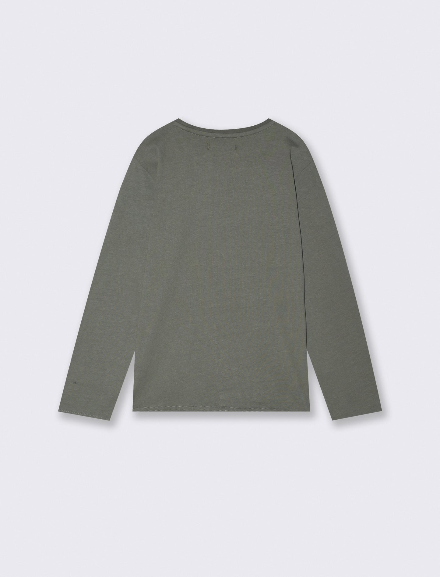 T-Shirt Manica Lunga in Cotone Stampata - Verde militare