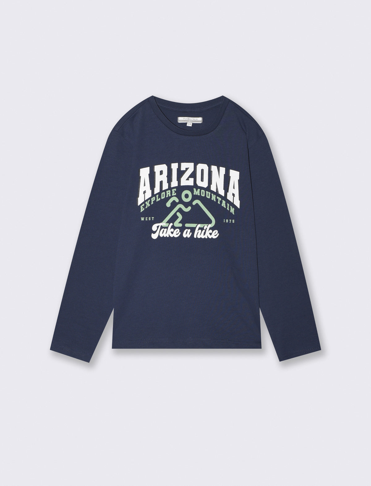Long Sleeve T-Shirt with Print - Blue