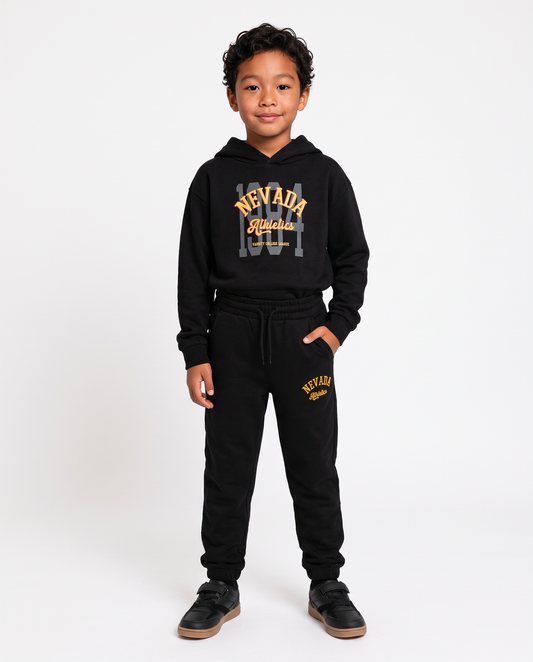 College print sweatshirt jogger - Black