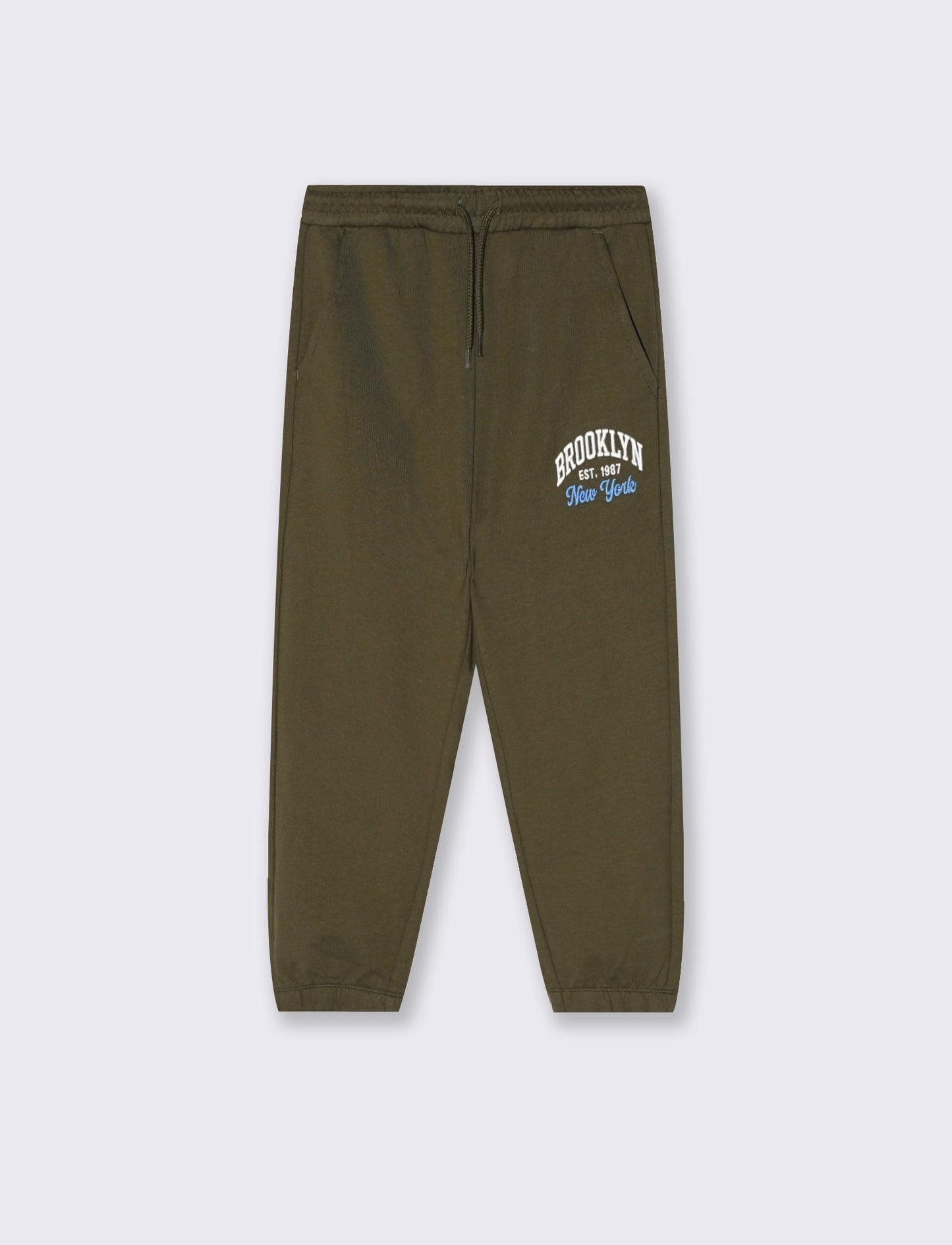 Jogger in felpa con stampa college - Verde militare