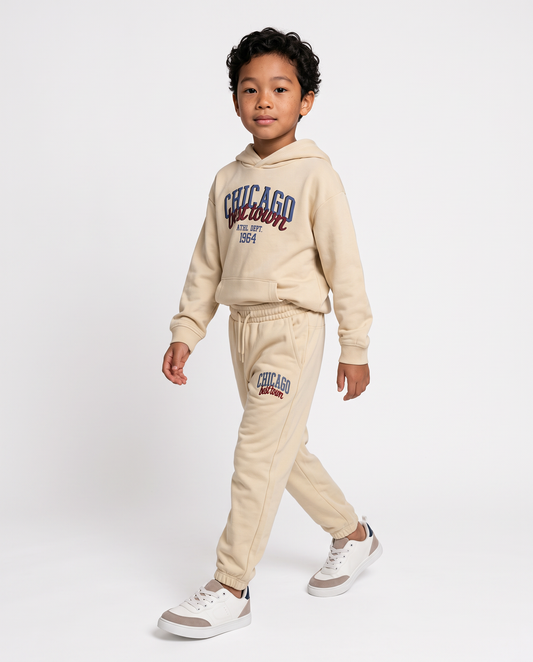 College print sweatshirt jogger - Beige