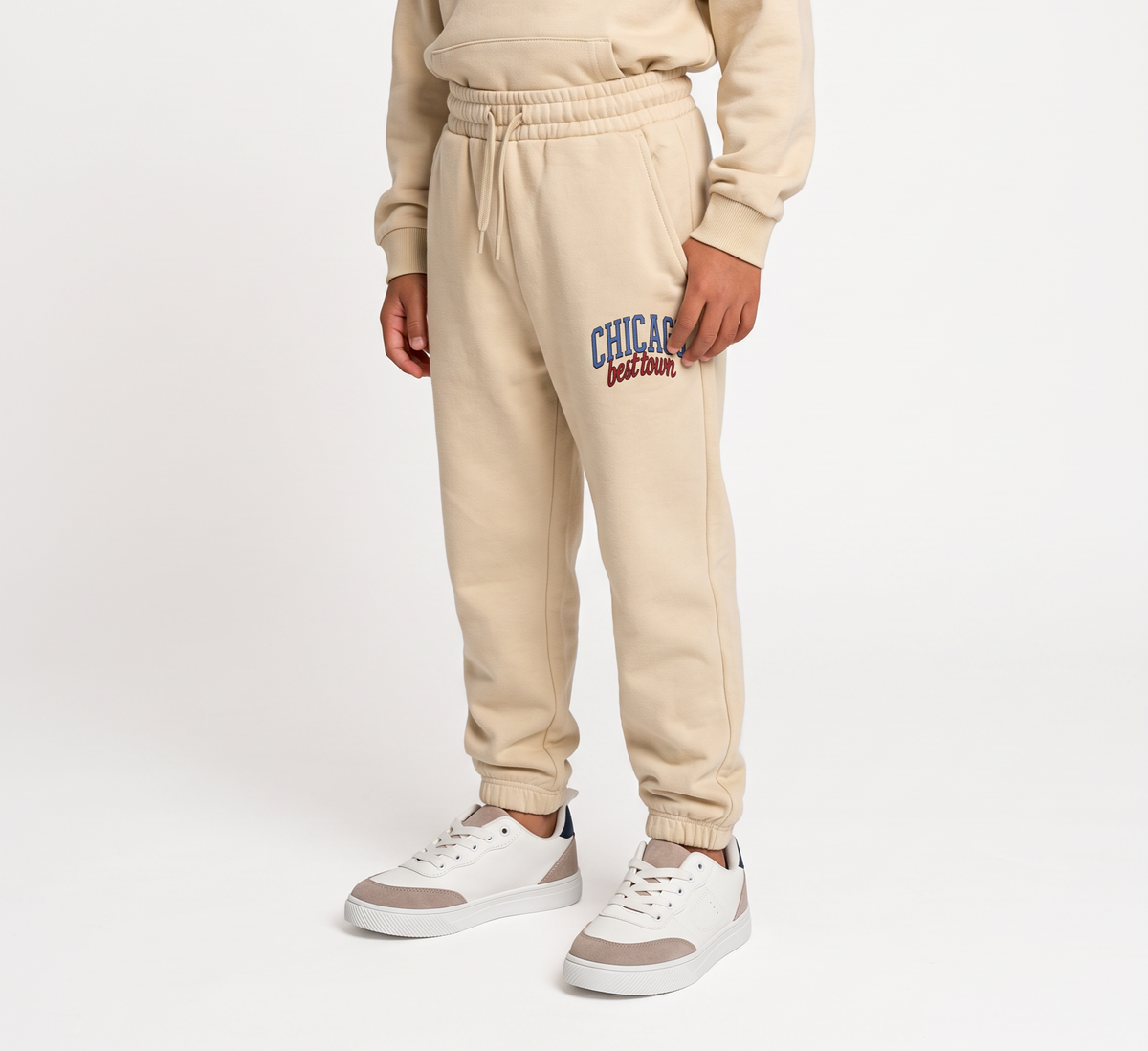 College print sweatshirt jogger - Beige