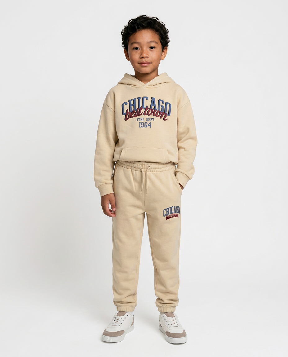 College print sweatshirt jogger - Beige