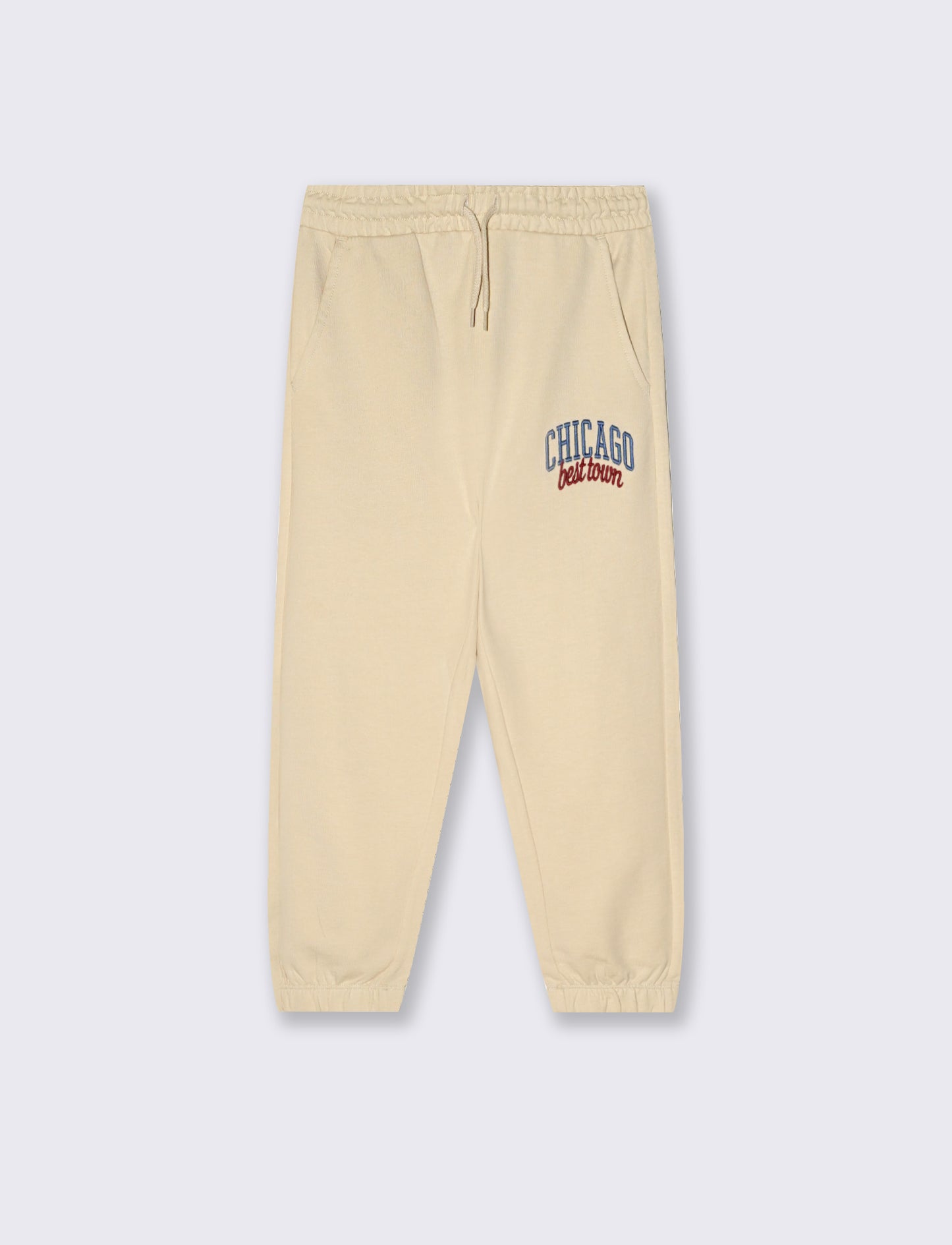Jogger in felpa con stampa college - Beige